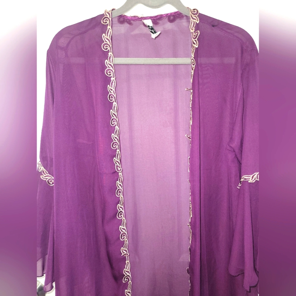 (M)🆕️🔥Purple Embroidered Silk Sheer Robe🔥 - Picture 2 of 6